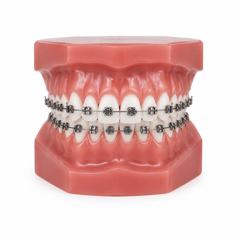 Illustrative dental demonstration model with braces